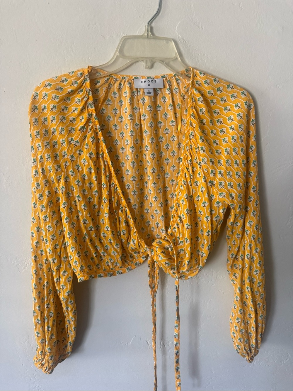 Rhode Dainty Lotus Print Wrap Top Yellow/Turquoise